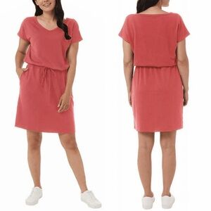 32 Degrees Cool Womens Soft Lux Dress Drawstring Waist Garnet Rose Size M